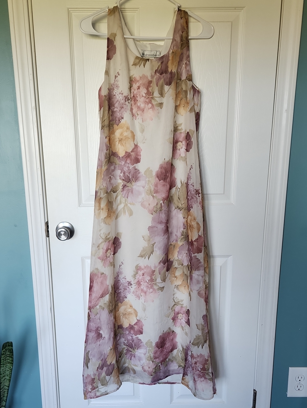 Dressbarn Cream Maxi Dress with Pink & Beige Floral Print